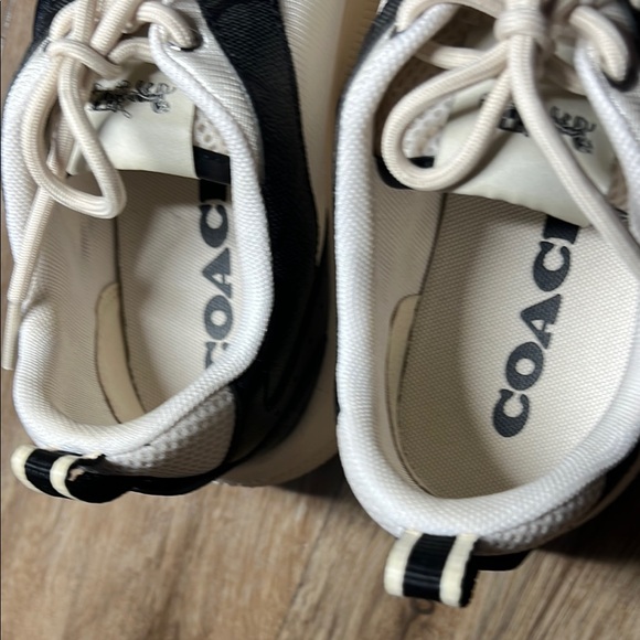 Coach Beige and Black Logo Sneakers size 7.5B - Picture 3 of 12